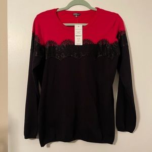 Red/Black lace sweater XL